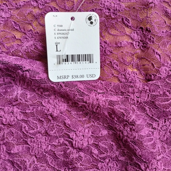 Free people intimate Keep It Simple Lace Baby Tee M orchid - Picture 3 of 5